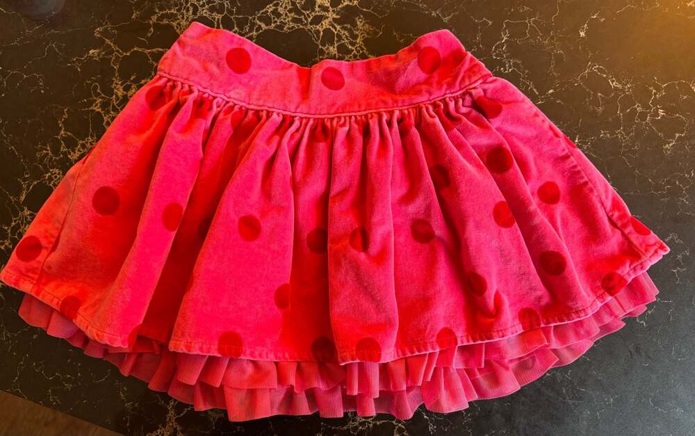 Old Navy Pink Velvet Polka Dot Skirt with Tulle Layer Size 4T